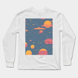 Celestial Stars and Planets - Space Retro Style Long Sleeve T-Shirt